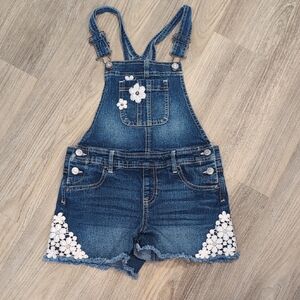 Jordache Dark Blue Kids Overalls with White Floral Details